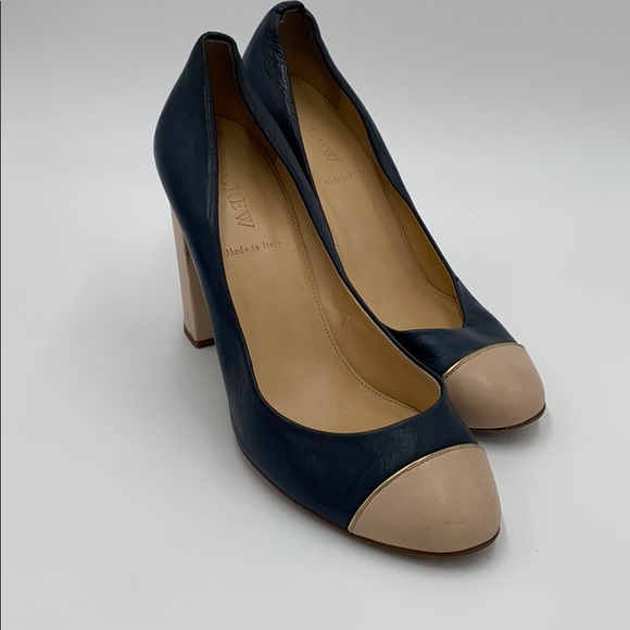 J. Crew Shoes - J.Crew Navy blue + nude block heel pumps size 8.5